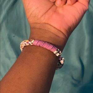 Purple and White Beaded Bracelet